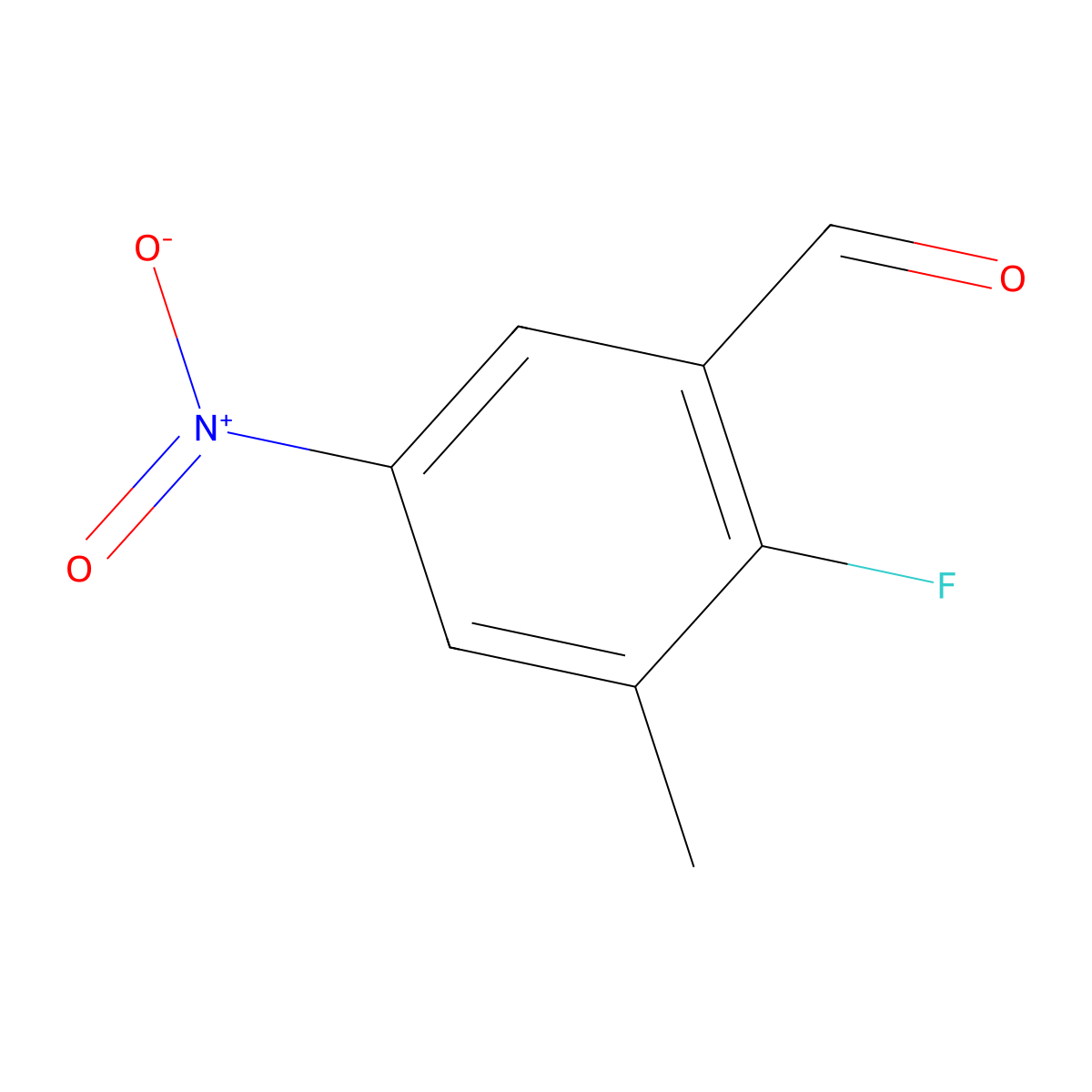 2-Fluoro-3-methyl-5-nitrobenzaldehyde molecular structure, CAS 1803736-34-6