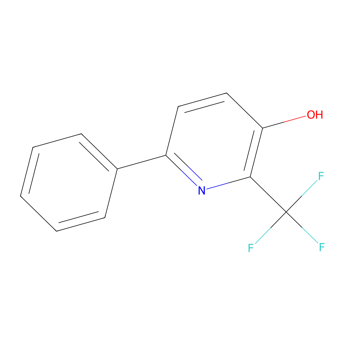3-Pyridinol, 6-phenyl-2-(trifluoromethyl)- molecular structure, CAS 1803736-72-2