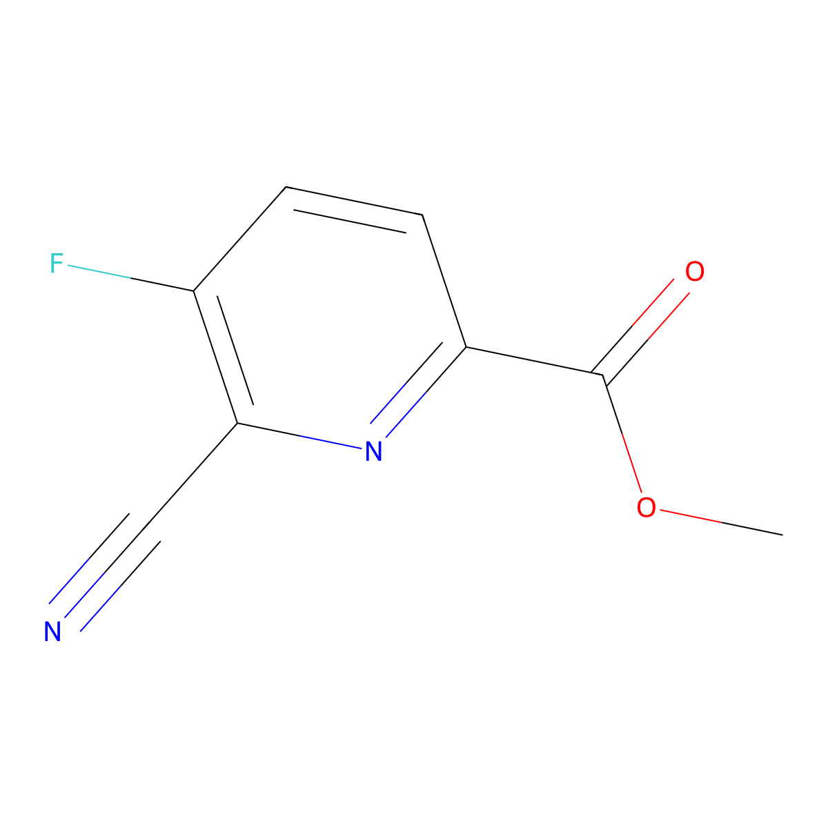 Methyl 6-cyano-5-fluoropyridine-2-carboxylate molecular structure, CAS 1803754-01-9