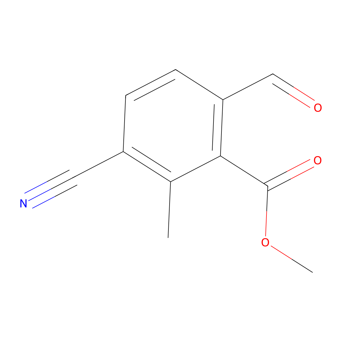 Methyl 3-cyano-6-formyl-2-methylbenzoate molecular structure, CAS 1803754-53-1