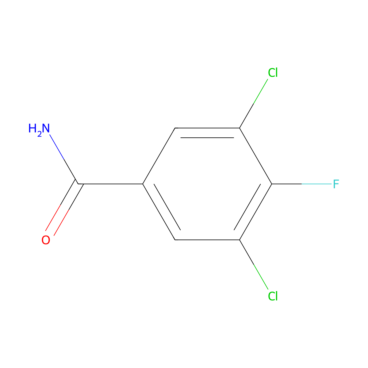 3,5-Dichloro-4-fluorobenzamide molecular structure, CAS 1803784-16-8