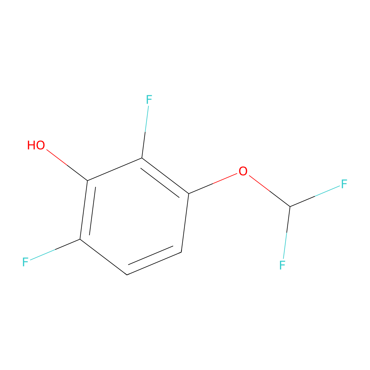 Phenol, 3-(difluoromethoxy)-2,6-difluoro- molecular structure, CAS 1803786-63-1