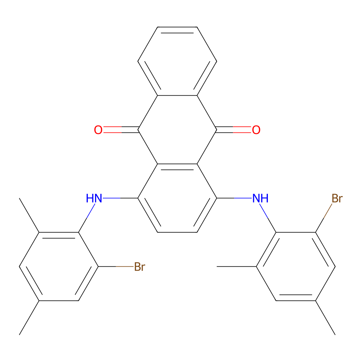 9,10-Anthracenedione, 1,4-bis((2-bromo-4,6-dimethylphenyl)amino)- molecular structure, CAS 18038-99-8