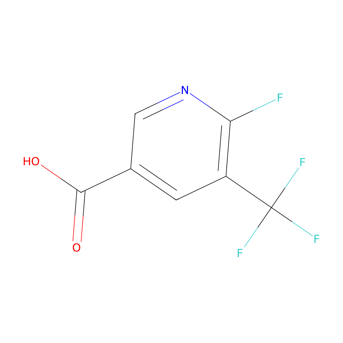 6-Fluoro-5-(trifluoromethyl)pyridine-3-carboxylic acid molecular structure, CAS 1803801-09-3