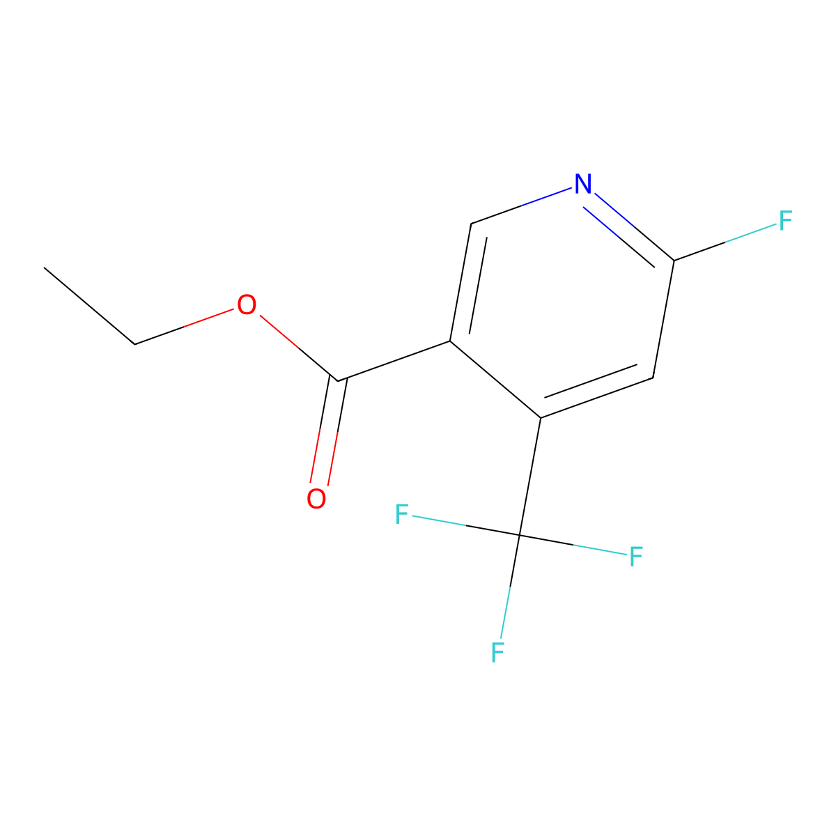 Ethyl 6-fluoro-4-(trifluoromethyl)nicotinate molecular structure, CAS 1803801-10-6