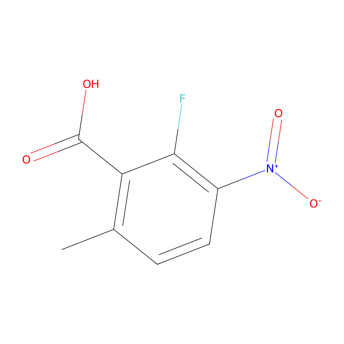 2-Fluoro-6-methyl-3-nitrobenzoic acid molecular structure, CAS 1803807-87-5