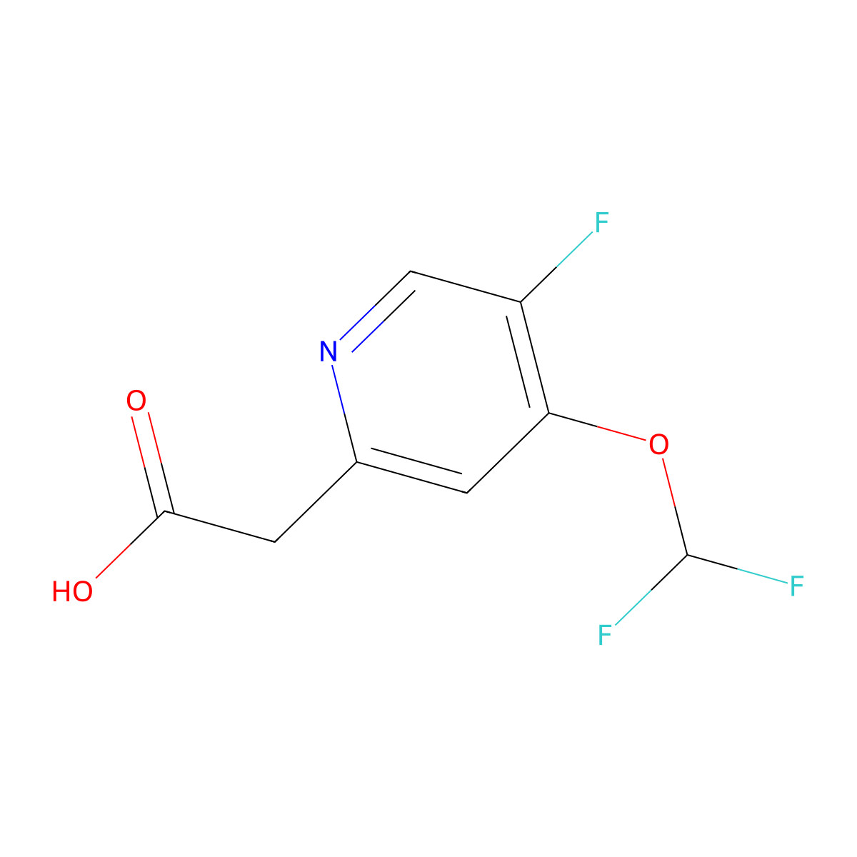 2-(4-(Difluoromethoxy)-5-fluoropyridin-2-yl)acetic acid molecular structure, CAS 1803809-28-0