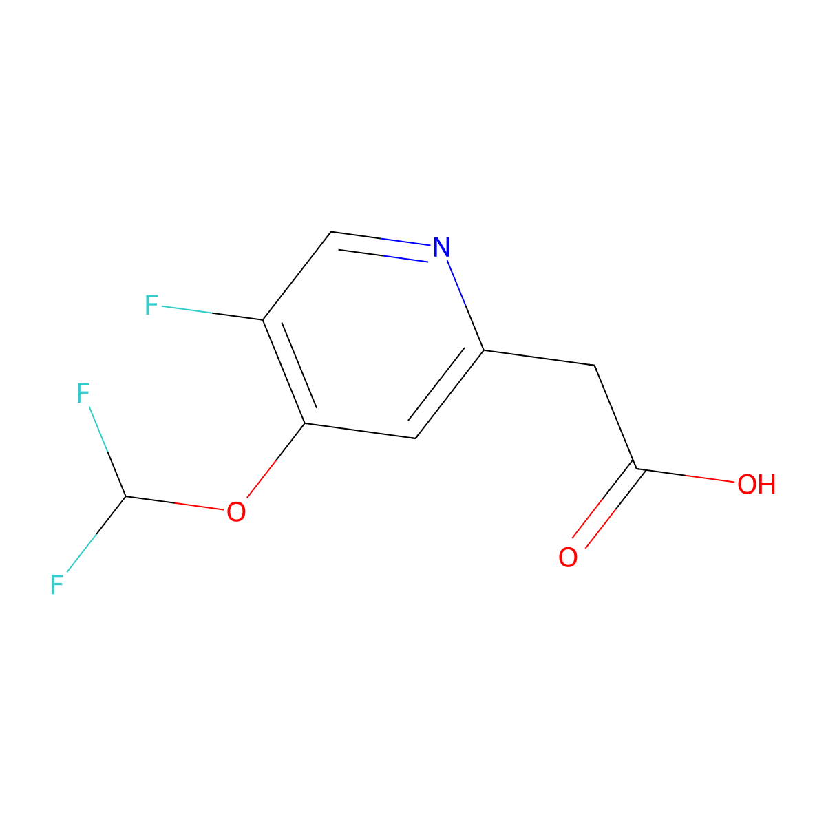 2-(4-(Difluoromethoxy)-5-fluoropyridin-2-yl)acetic acid molecular structure, CAS 1803809-28-0