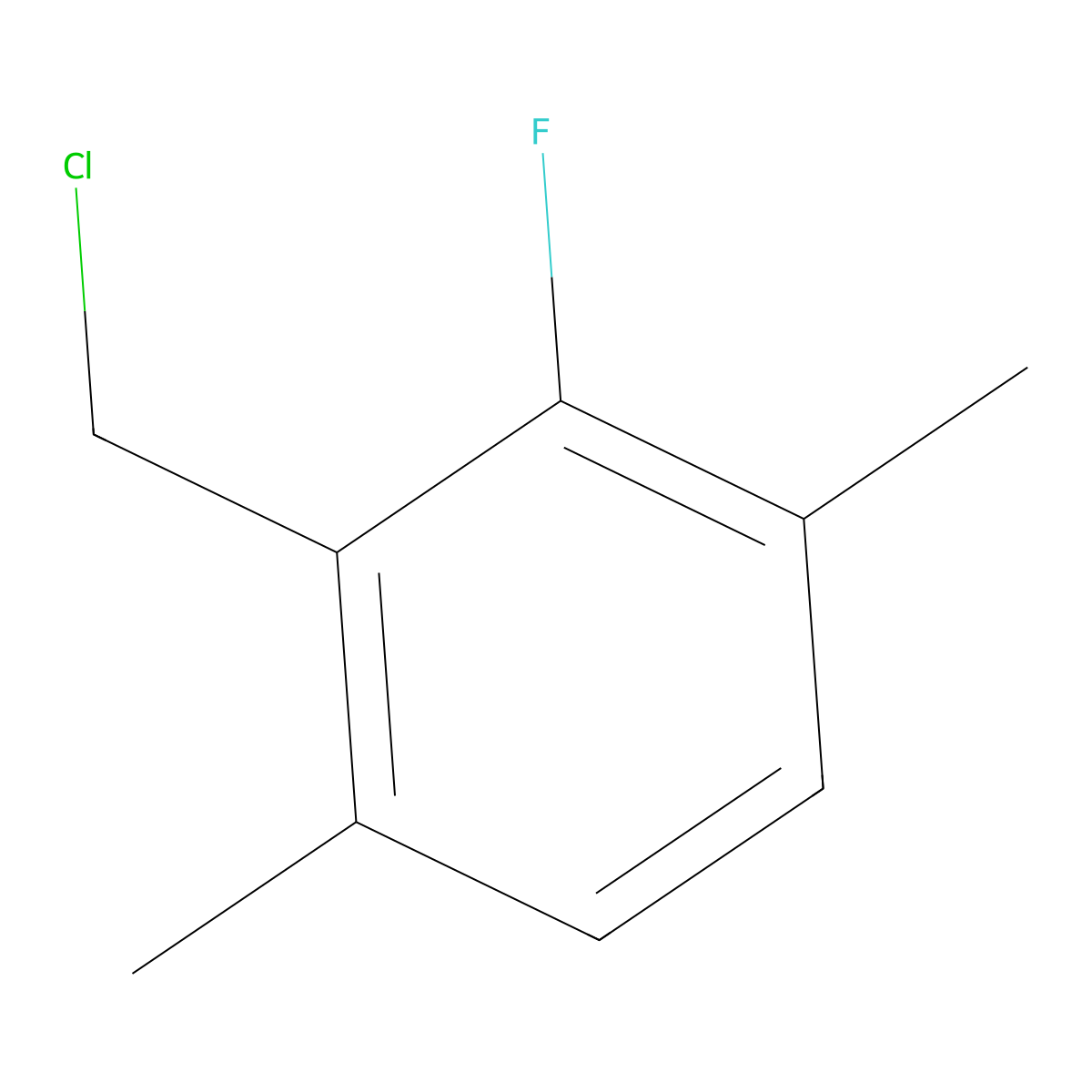 Benzene, 2-(chloromethyl)-3-fluoro-1,4-dimethyl- molecular structure, CAS 1803817-65-3