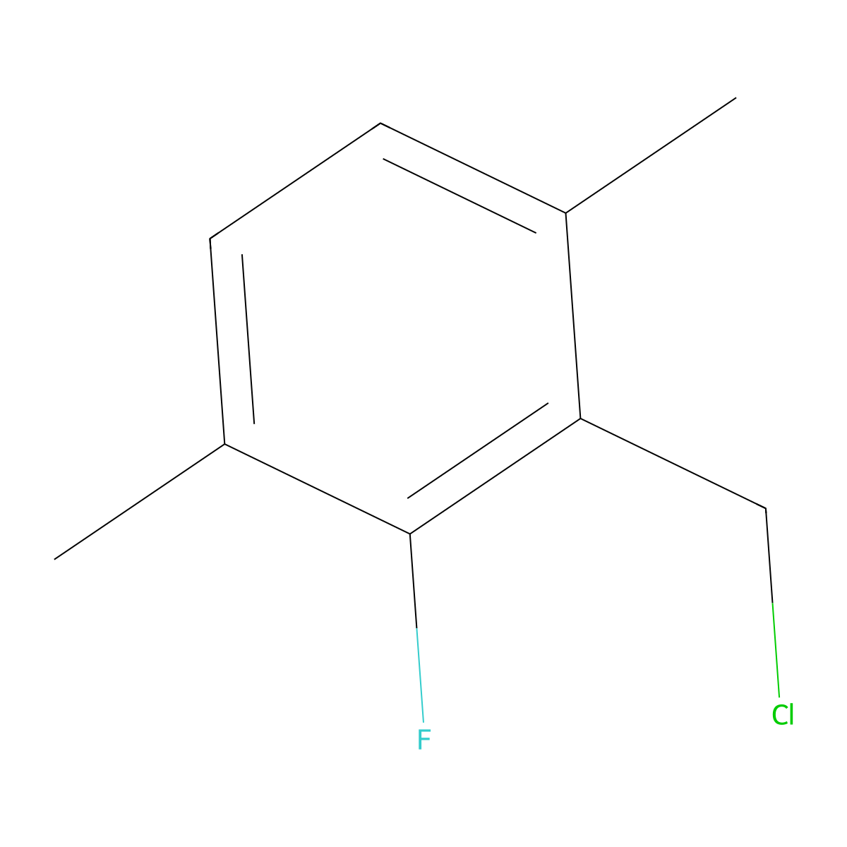 Benzene, 2-(chloromethyl)-3-fluoro-1,4-dimethyl- molecular structure, CAS 1803817-65-3