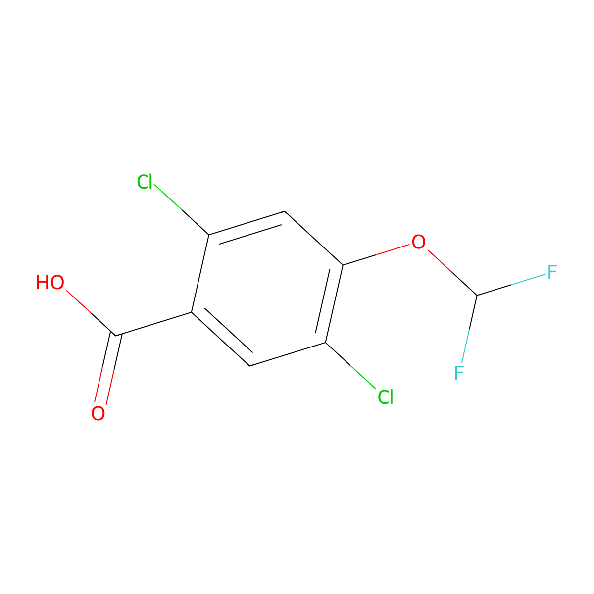 2,5-Dichloro-4-(difluoromethoxy)benzoic acid molecular structure, CAS 1803817-86-8