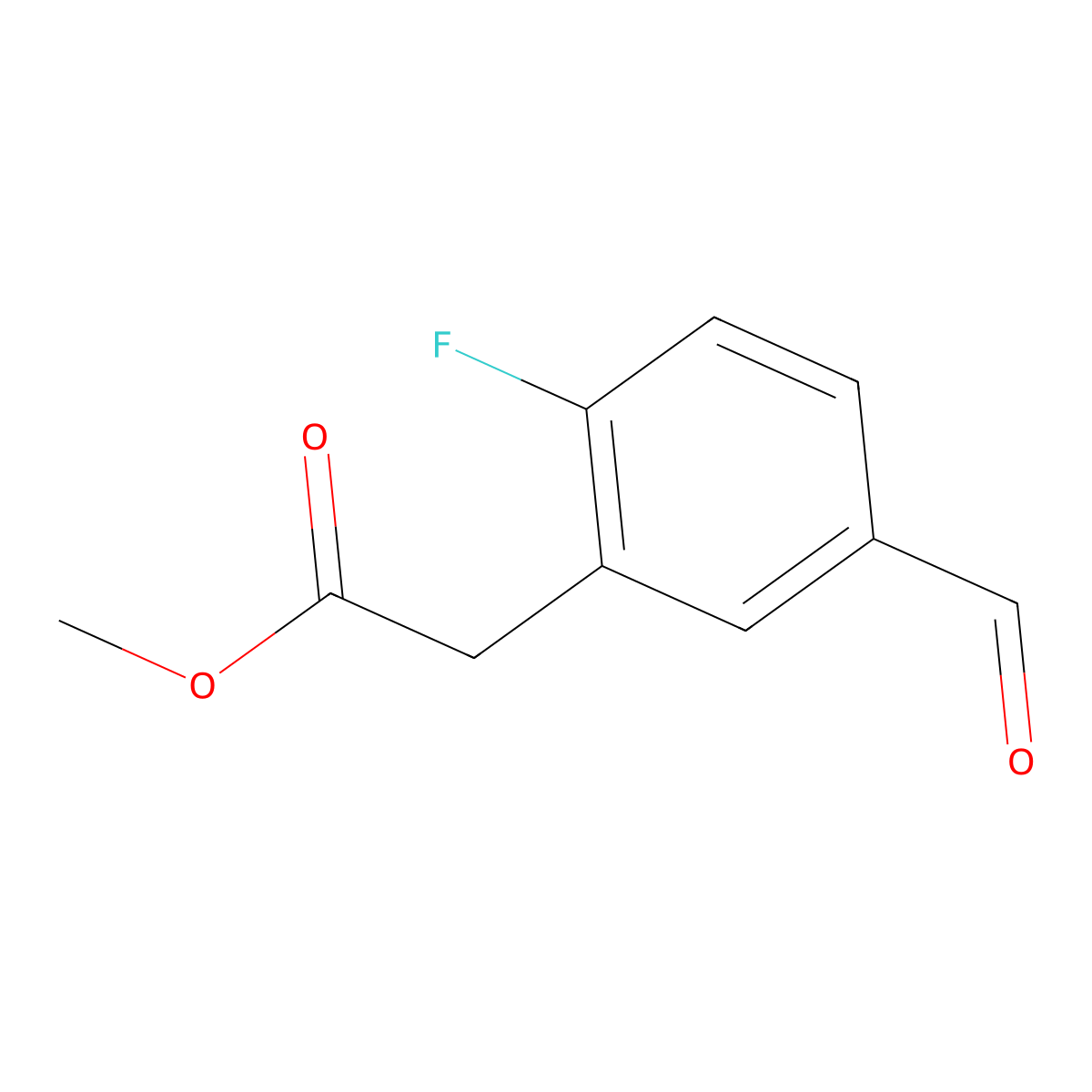 Methyl 2-(2-fluoro-5-formylphenyl)acetate molecular structure, CAS 1803822-47-0