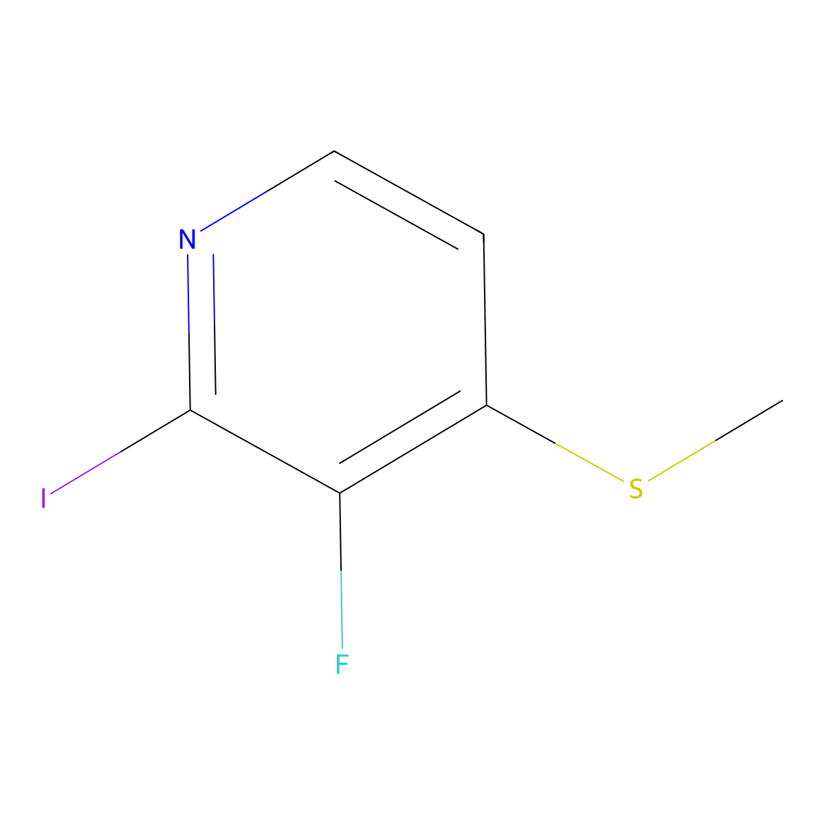 Pyridine, 3-fluoro-2-iodo-4-(methylthio)- molecular structure, CAS 1803825-21-9