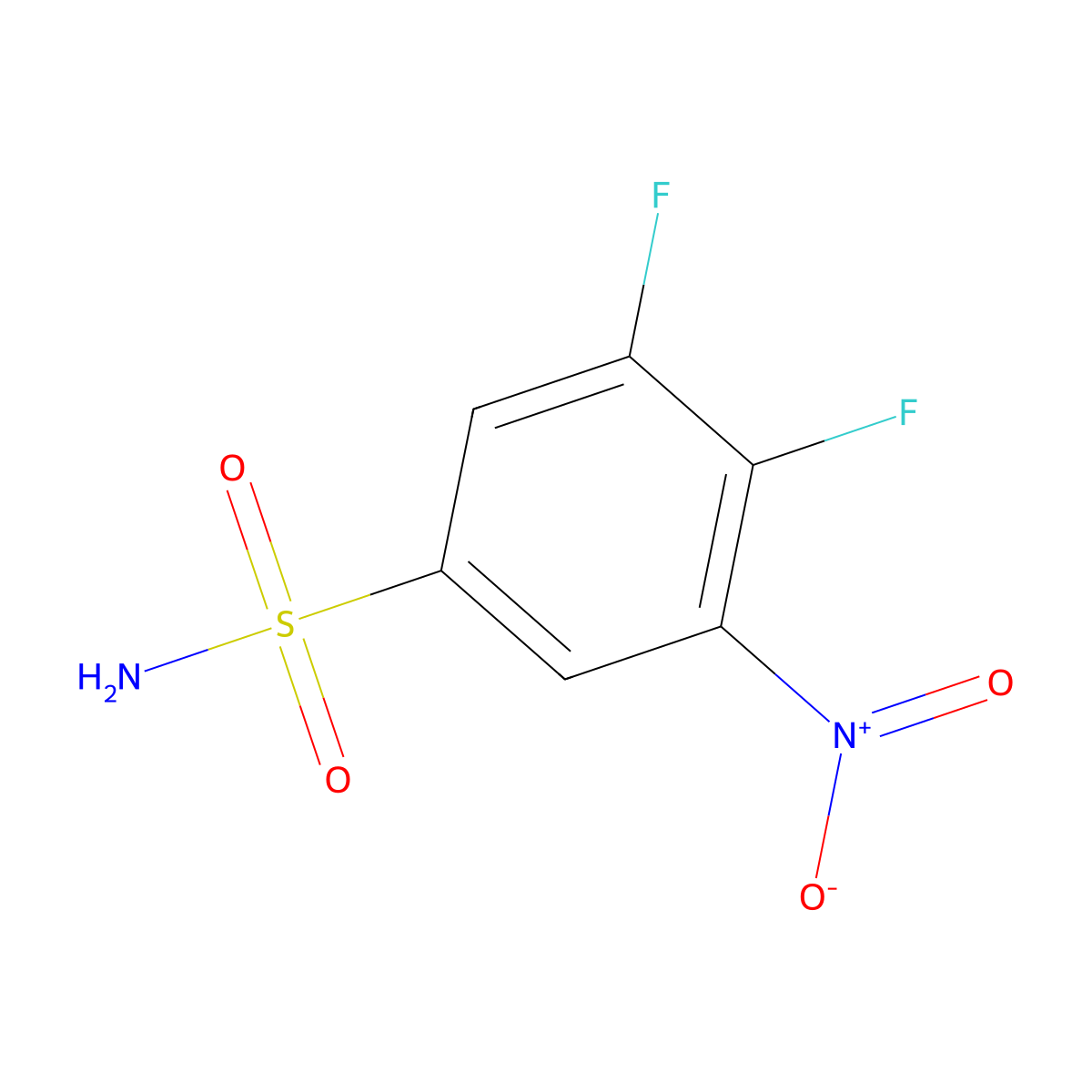 3,4-Difluoro-5-nitrobenzenesulfonamide molecular structure, CAS 1803826-57-4