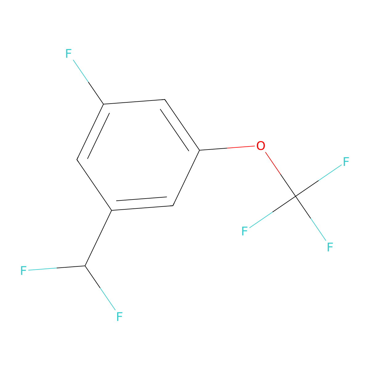 Benzene, 1-(difluoromethyl)-3-fluoro-5-(trifluoromethoxy)- molecular structure, CAS 1803830-92-3