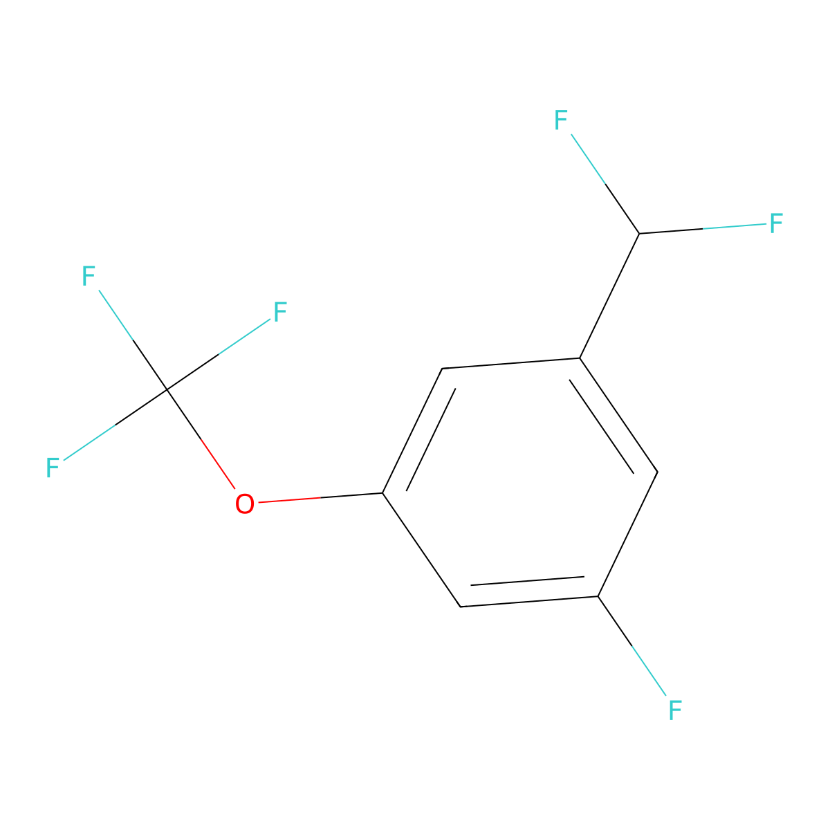 Benzene, 1-(difluoromethyl)-3-fluoro-5-(trifluoromethoxy)- molecular structure, CAS 1803830-92-3