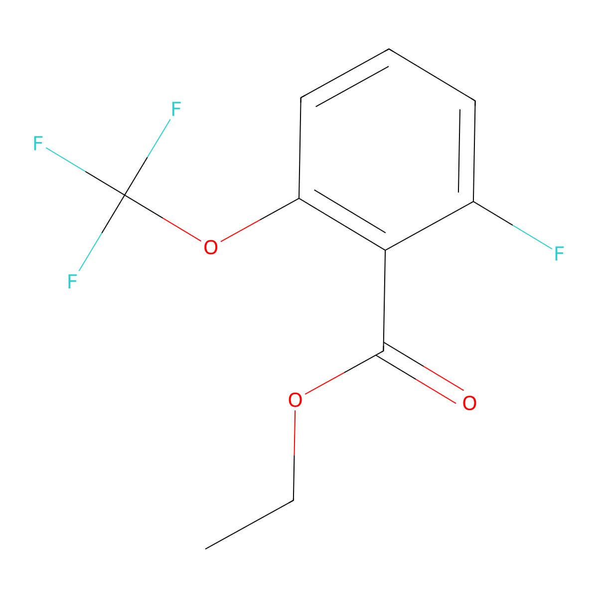 Benzoic acid, 2-fluoro-6-(trifluoromethoxy)-, ethyl ester molecular structure, CAS 1803830-95-6