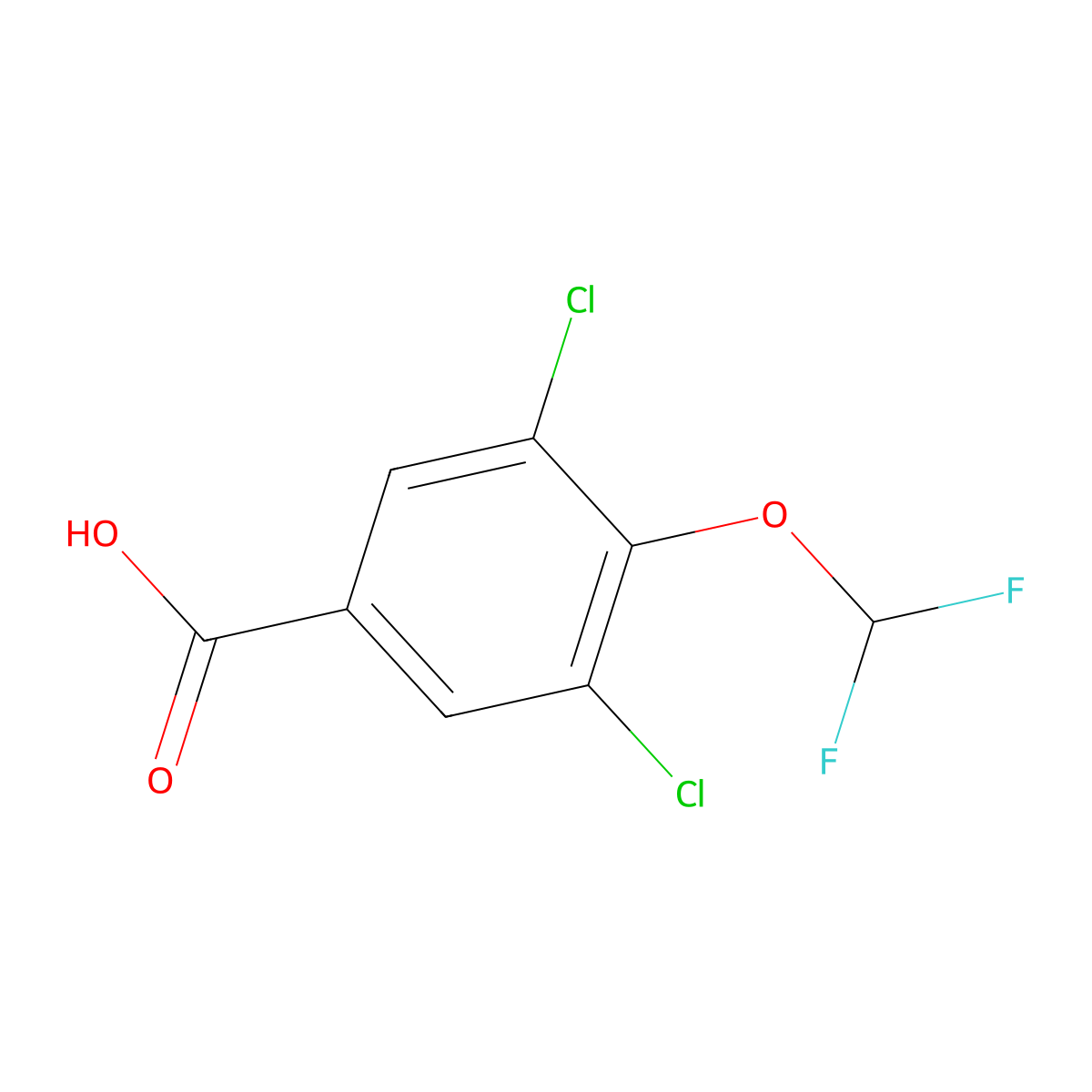 3,5-Dichloro-4-(difluoromethoxy)benzoic acid molecular structure, CAS 1803831-02-8