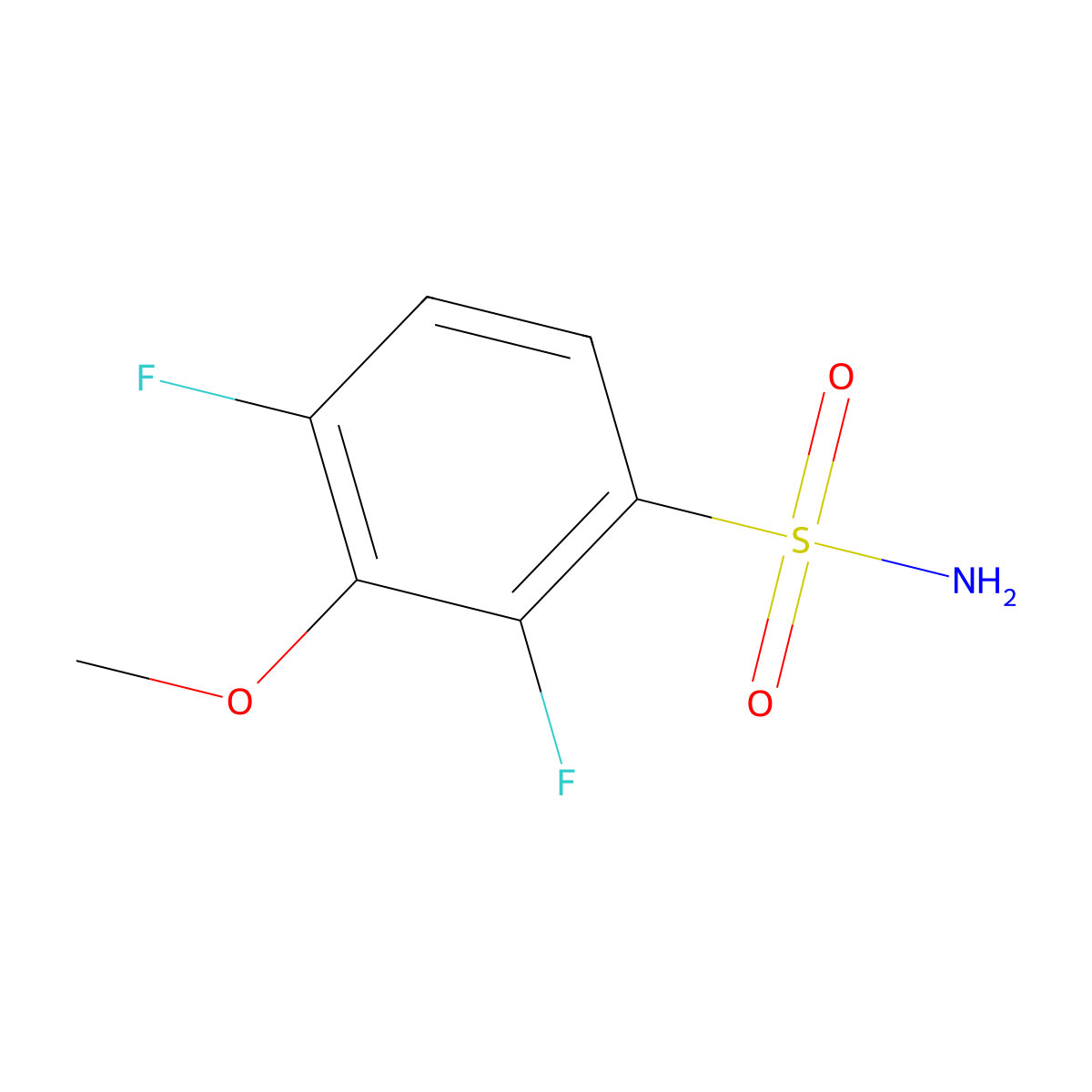 2,4-Difluoro-3-methoxybenzene-1-sulfonamide molecular structure, CAS 1803837-39-9