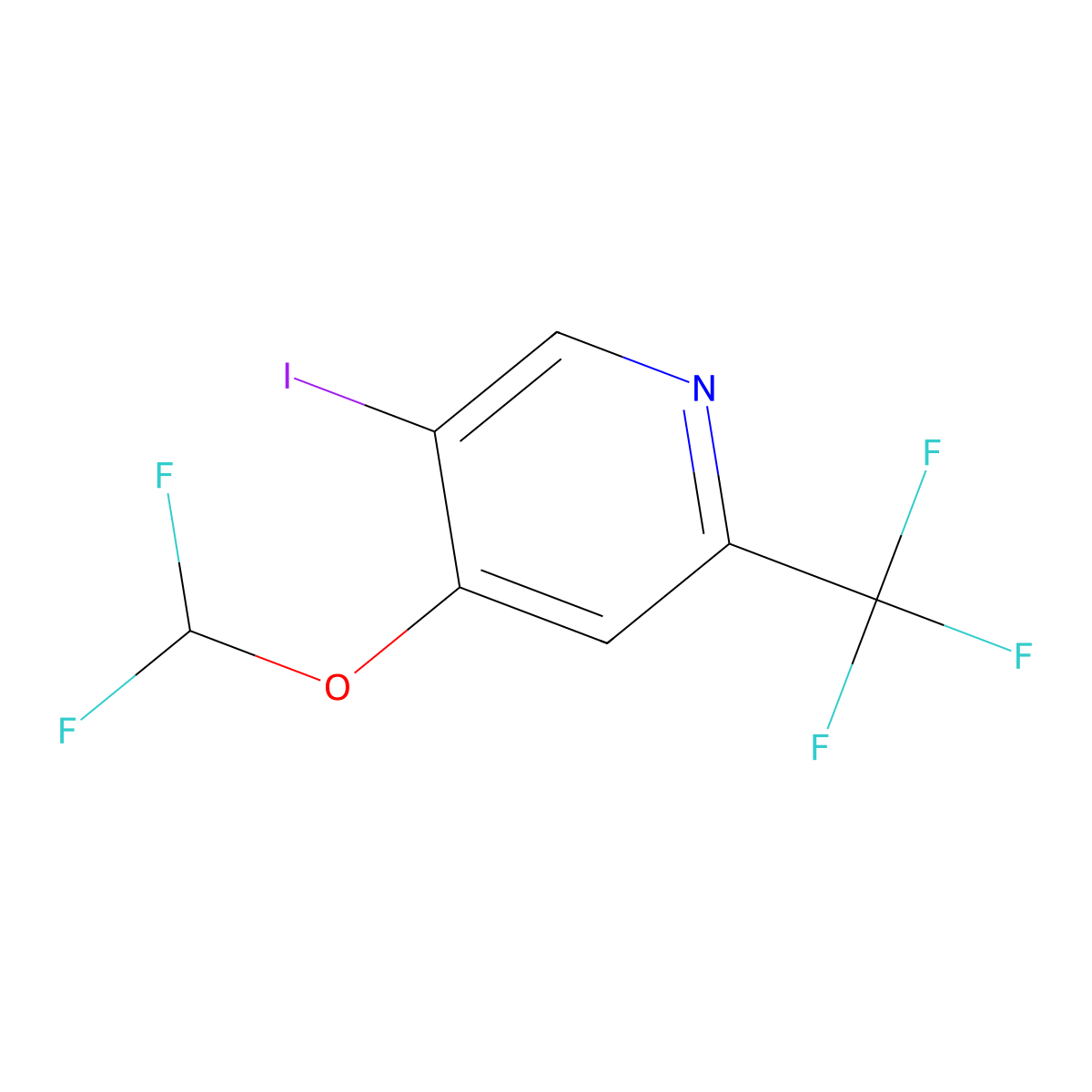 4-Difluoromethoxy-5-iodo-2-(trifluoromethyl)pyridine molecular structure, CAS 1803849-80-0