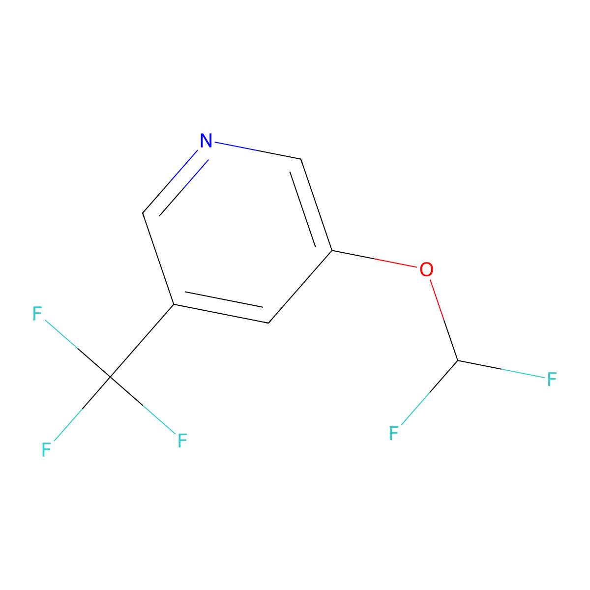3-Difluoromethoxy-5-(trifluoromethyl)pyridine molecular structure, CAS 1803850-92-1