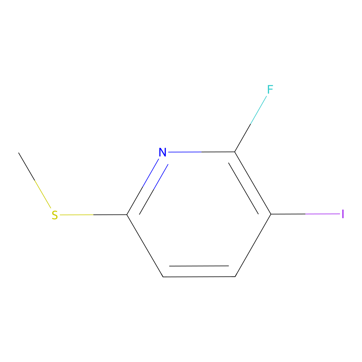 2-Fluoro-3-iodo-6-(methylthio)pyridine molecular structure, CAS 1803851-83-3
