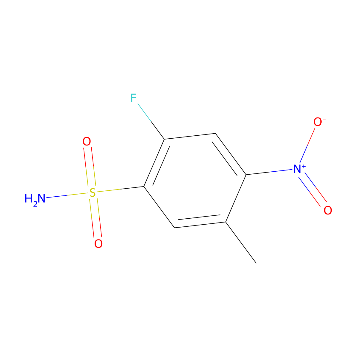 2-Fluoro-5-methyl-4-nitrobenzene-1-sulfonamide molecular structure, CAS 1803852-42-7