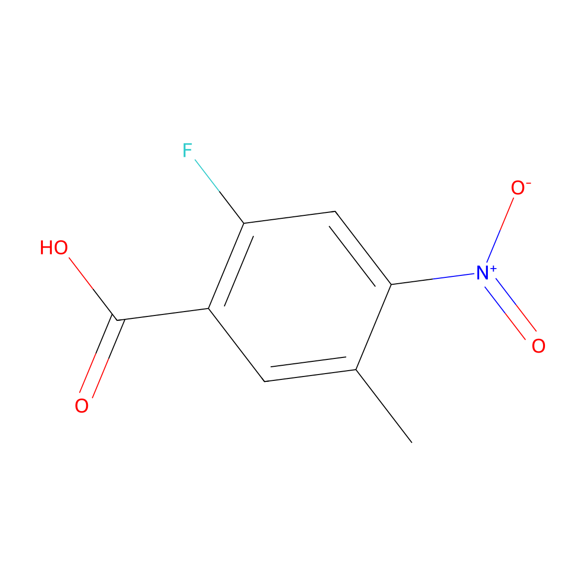 2-Fluoro-5-methyl-4-nitrobenzoic acid molecular structure, CAS 1803852-64-3