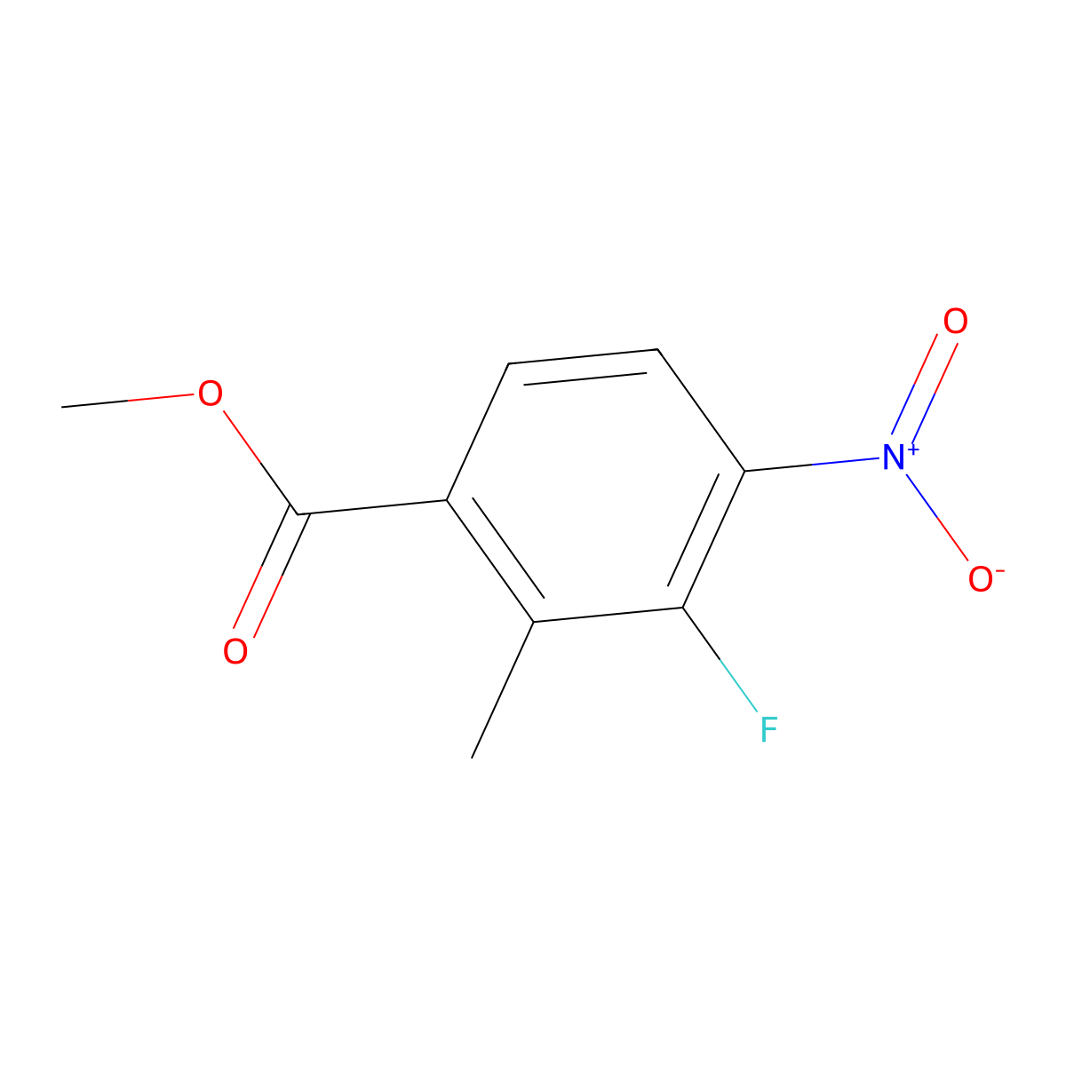 Methyl 3-fluoro-2-methyl-4-nitrobenzoate molecular structure, CAS 1803852-80-3