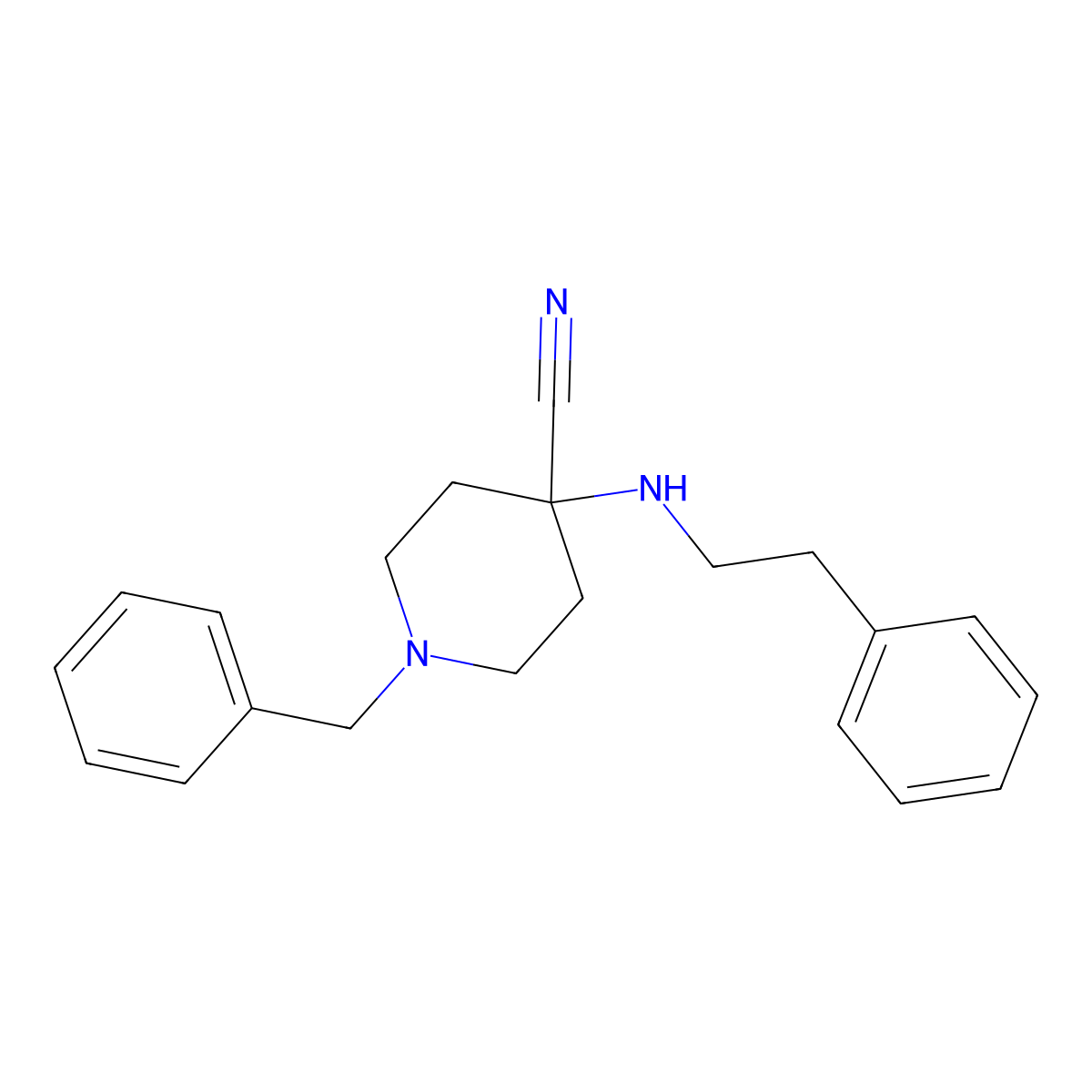 1-Benzyl-4-(phenethylamino)piperidine-4-carbonitrile molecular structure, CAS 180386-30-5