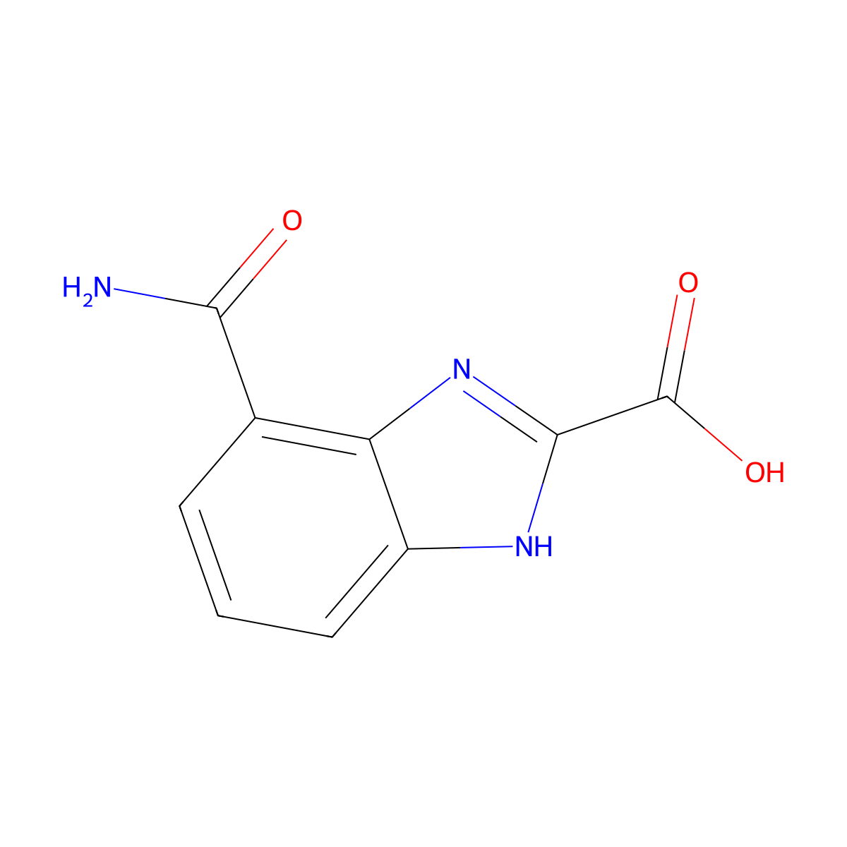 4-Carbamoylbenzimidazole-2-carboxylic Acid molecular structure, CAS 1803896-90-3
