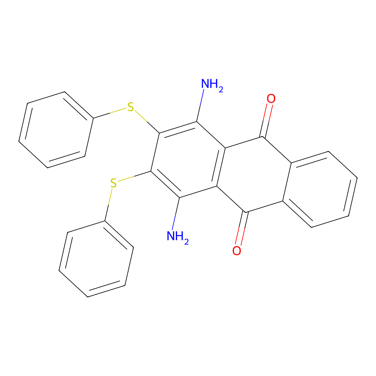 1,4-Diamino-2,3-bis-phenylsulfanyl-anthraquinone molecular structure, CAS 18039-04-8