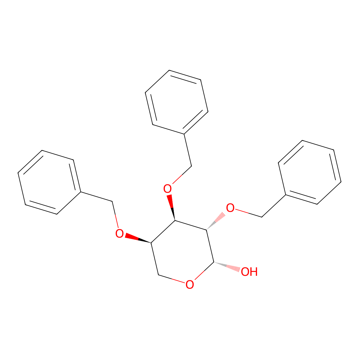 2,3,4-Tris-O-(phenylmethyl)-beta-D-arabinopyranose molecular structure, CAS 18039-26-4