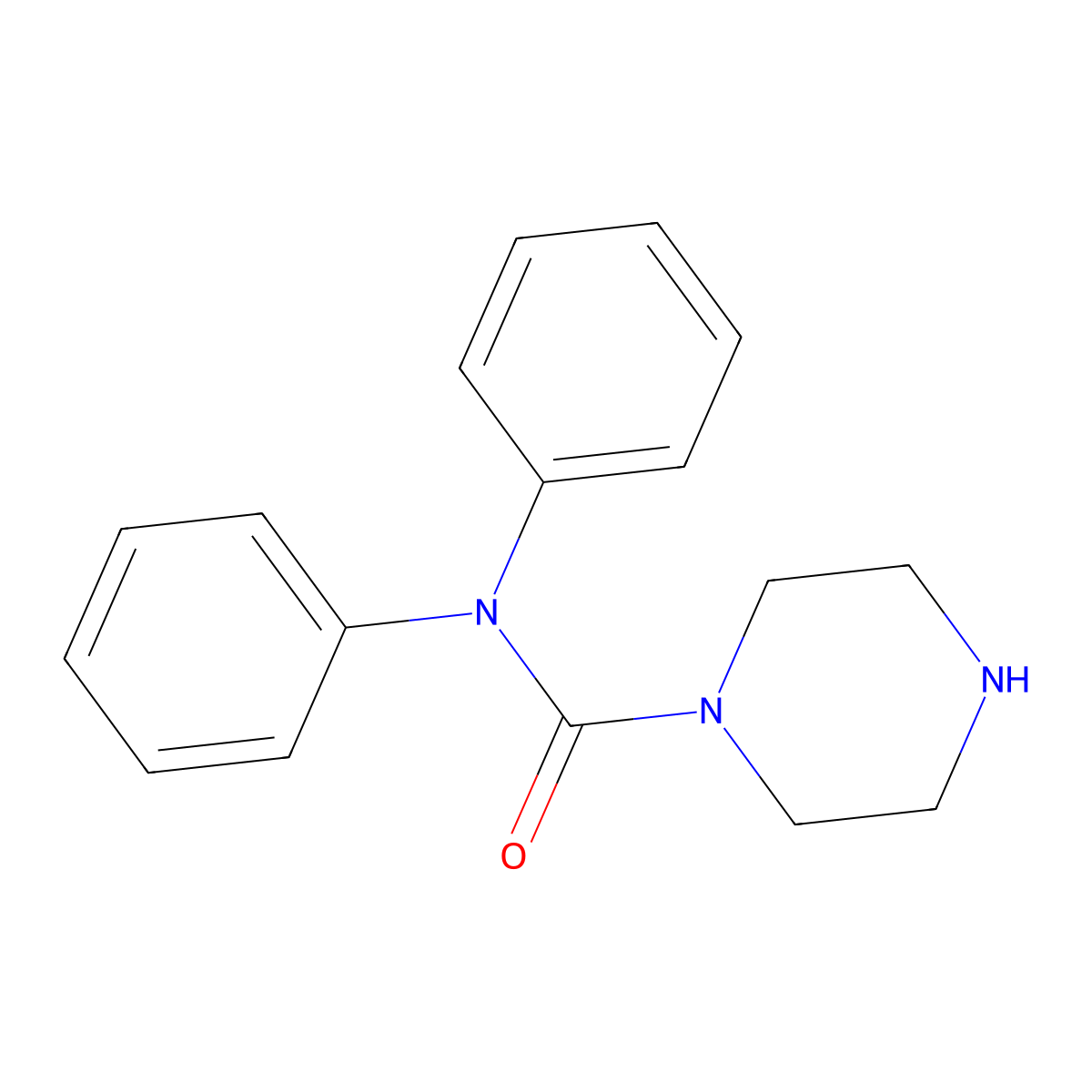 Piperazine-1-carboxylic acid diphenylamide molecular structure, CAS 1804-36-0