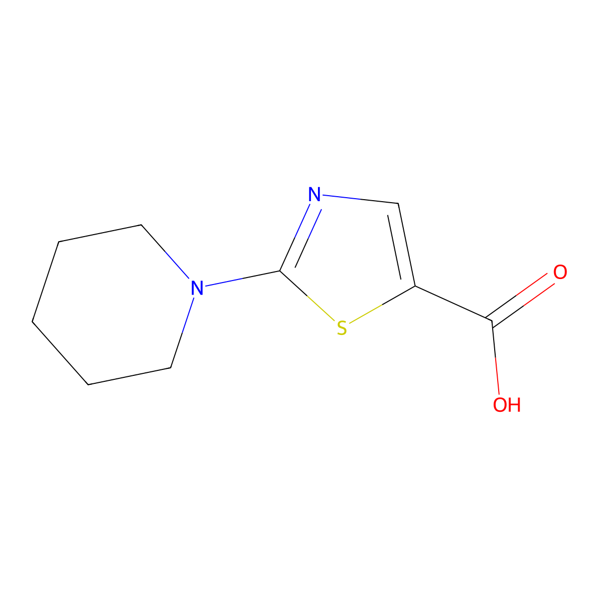 2-(Piperidin-1-yl)-1,3-thiazole-5-carboxylic acid molecular structure, CAS 180403-13-8