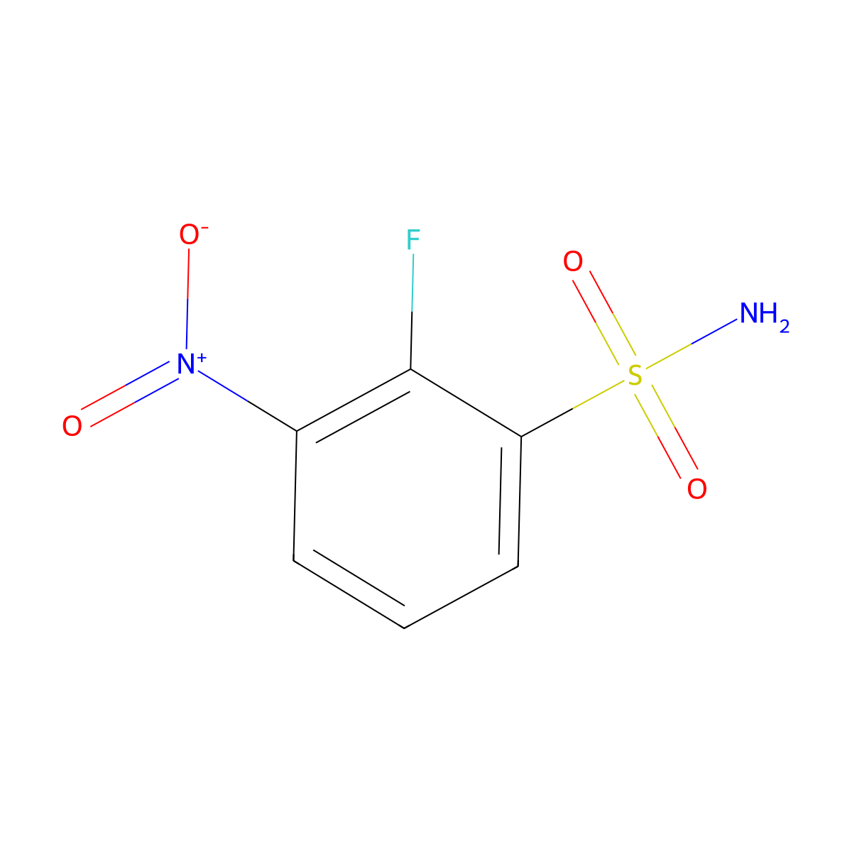 2-Fluoro-3-nitrobenzenesulphonamide molecular structure, CAS 1804044-62-9