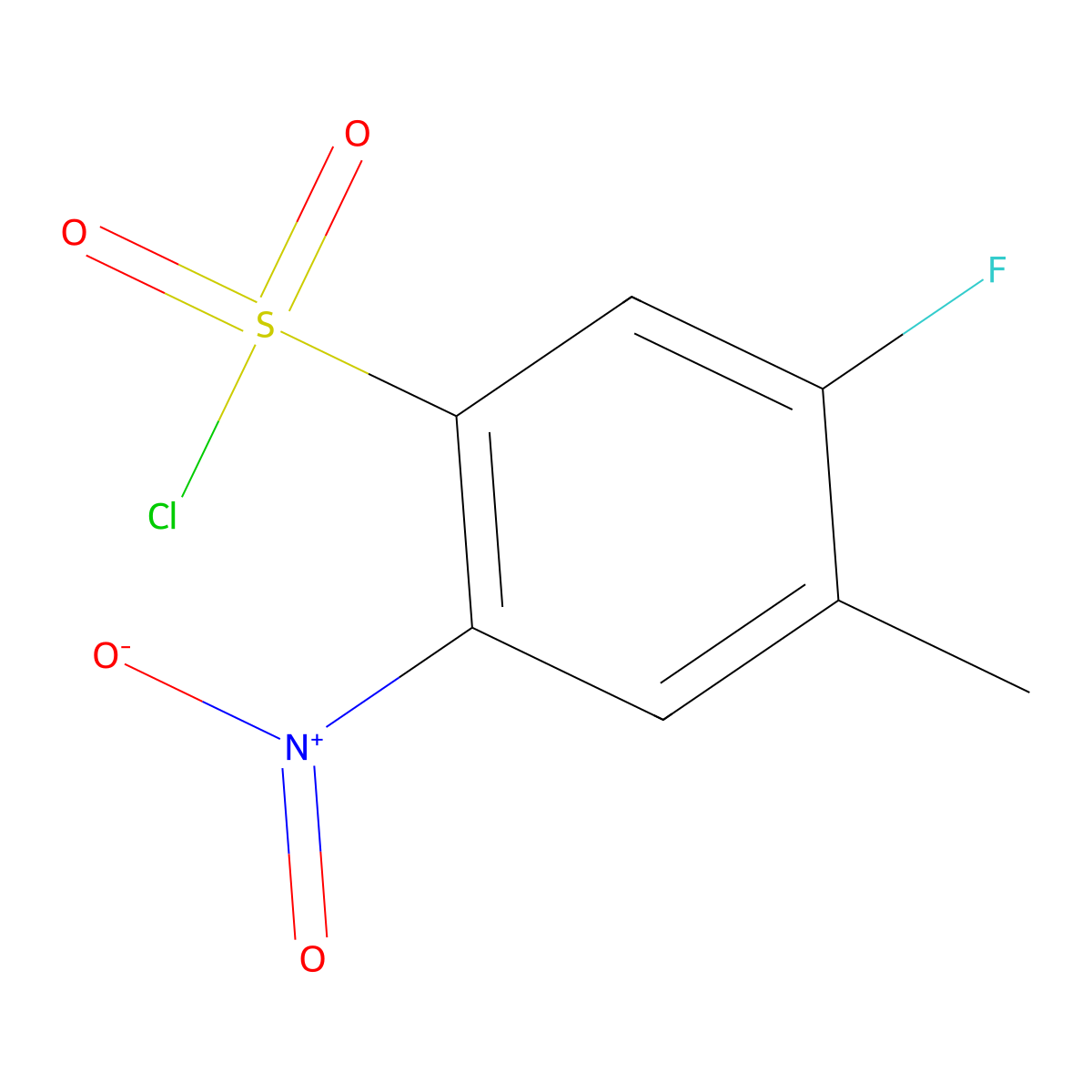 5-Fluoro-4-methyl-2-nitrobenzene-1-sulfonyl chloride molecular structure, CAS 1804051-34-0
