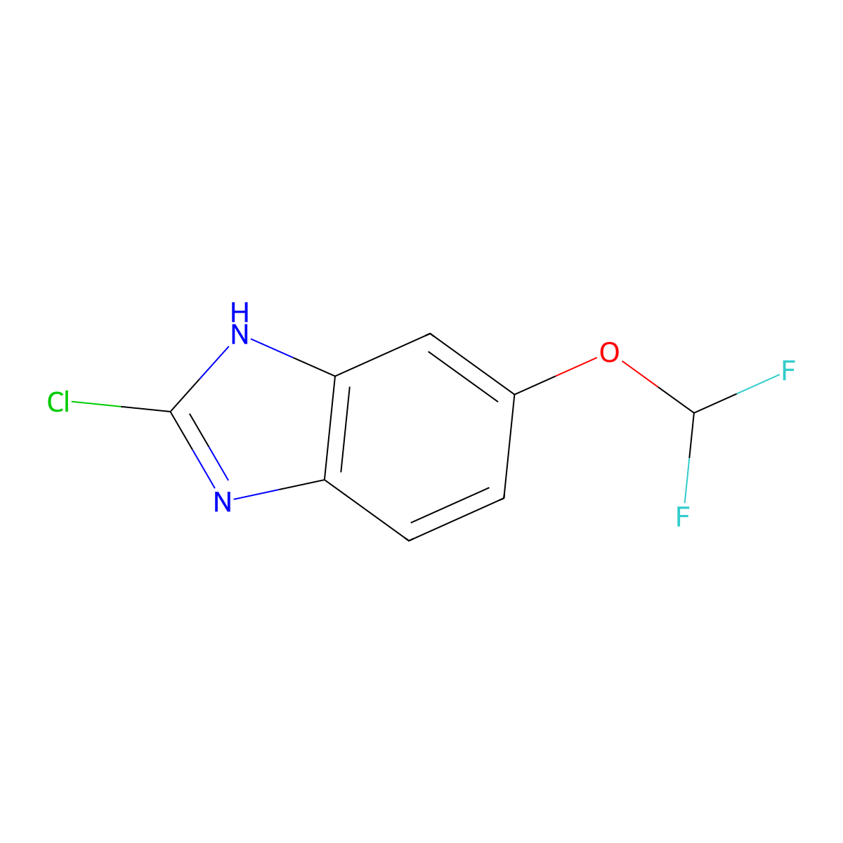 2-Chloro-6-(difluoromethoxy)-1H-benzimidazole molecular structure, CAS 1804054-68-9