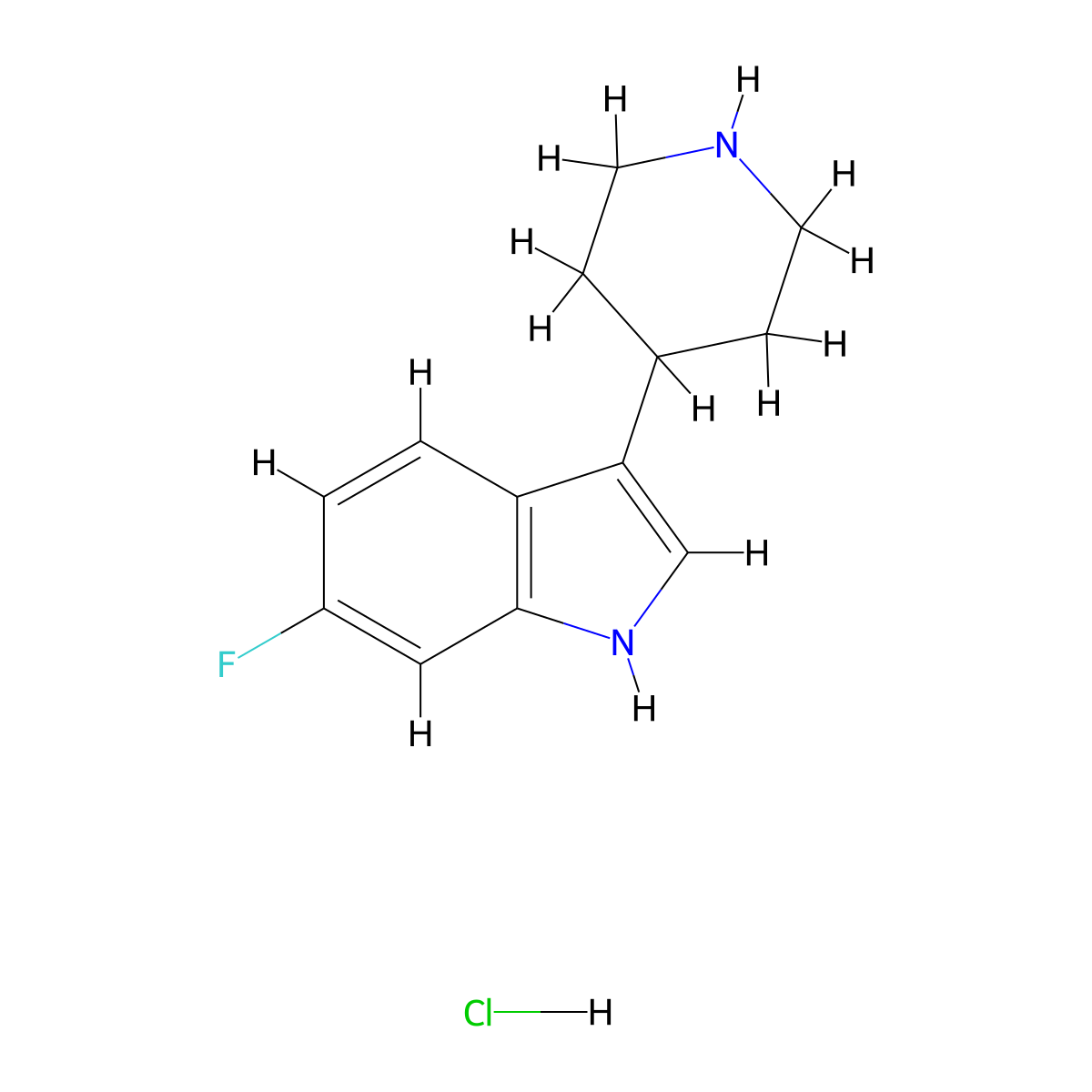 6-Fluoro-3-(piperidin-4-yl)-1H-indole hydrochloride molecular structure, CAS 180411-84-1