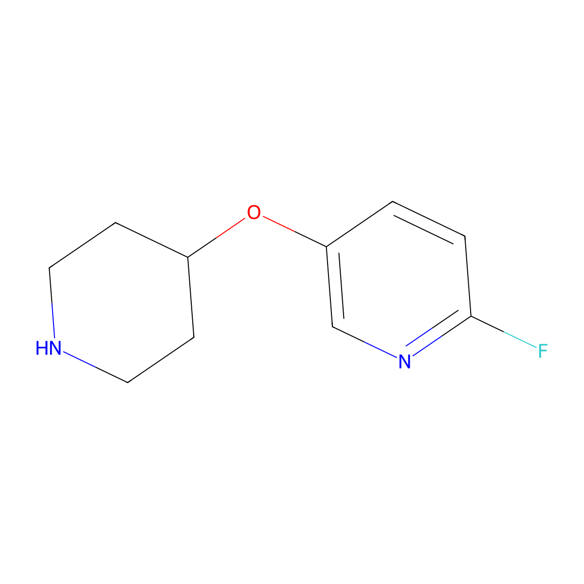 2-Fluoro-5-(piperidin-4-yloxy)pyridine molecular structure, CAS 1804128-33-3