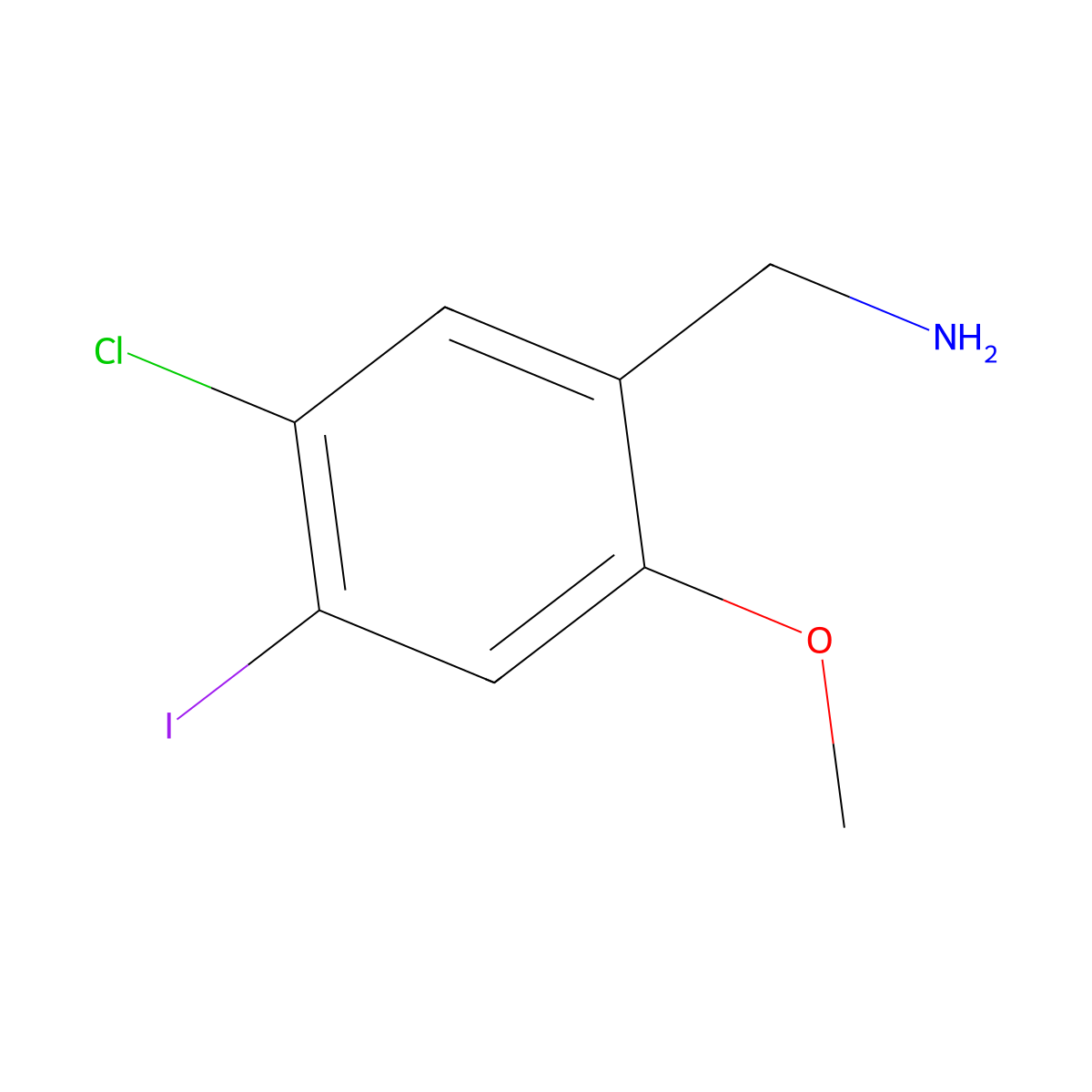 (5-Chloro-4-iodo-2-methoxyphenyl)methanamine molecular structure, CAS 1804129-03-0