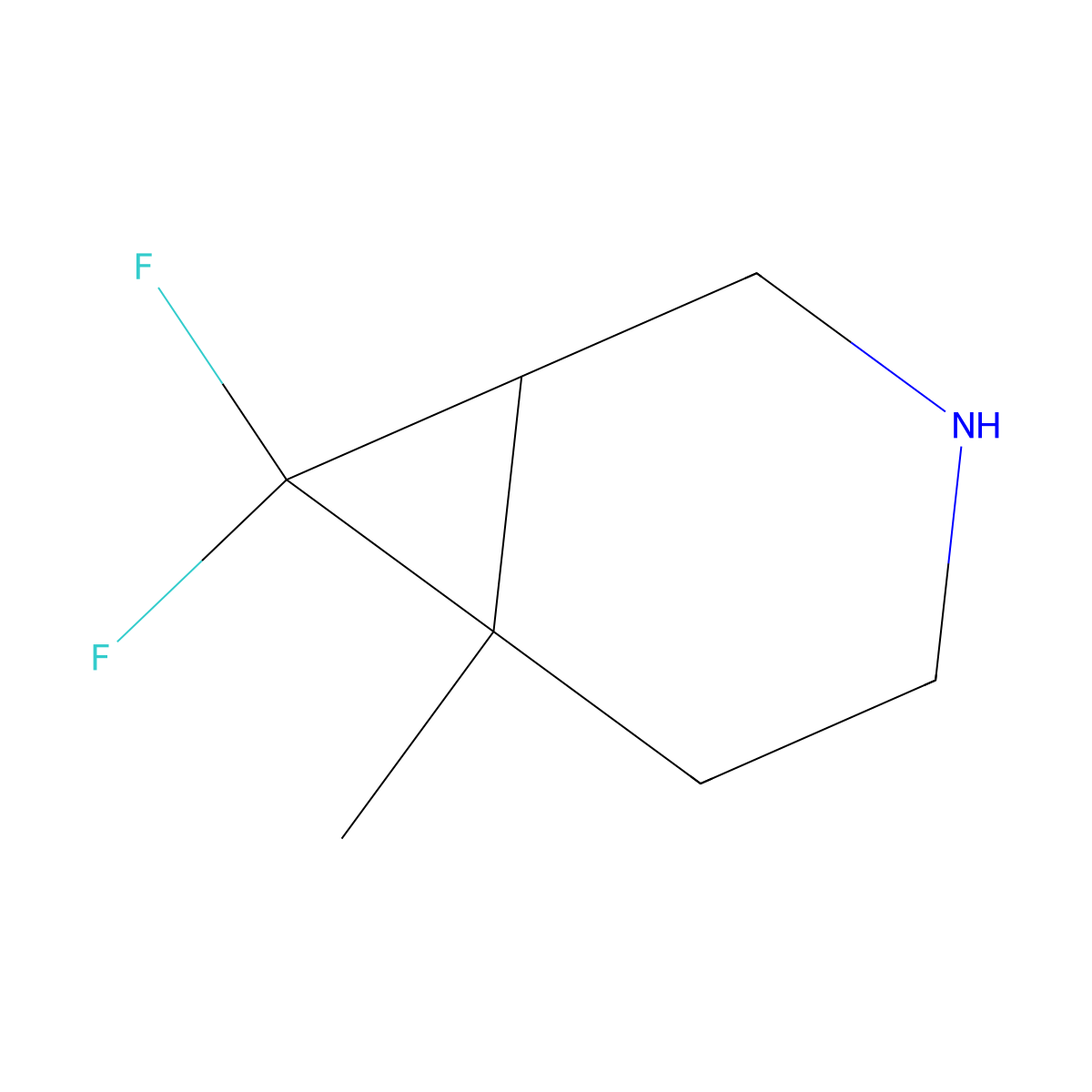 7,7-Difluoro-6-methyl-3-azabicyclo[4.1.0]heptane molecular structure, CAS 1804129-05-2