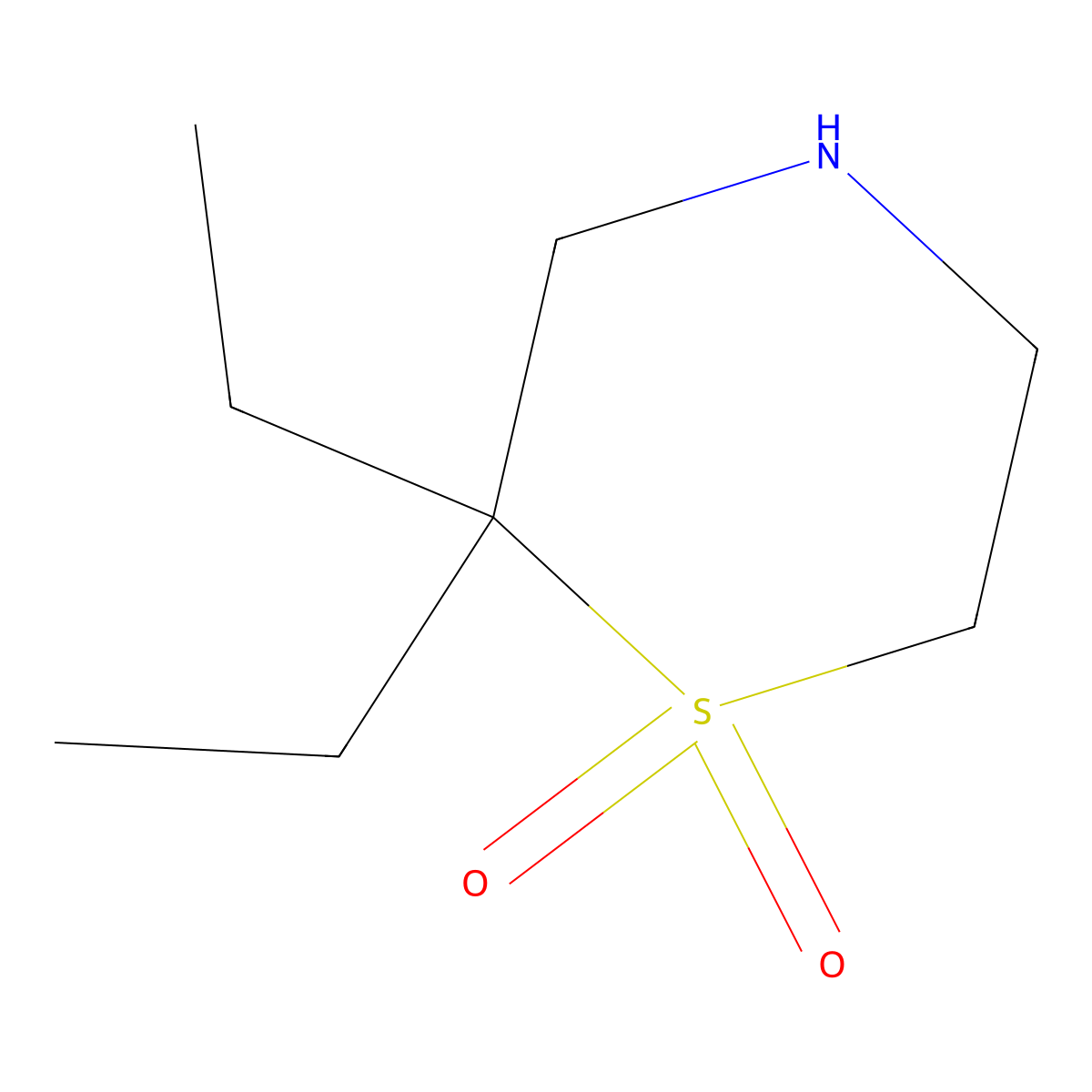 2,2-Diethylthiomorpholine 1,1-dioxide molecular structure, CAS 1804129-06-3