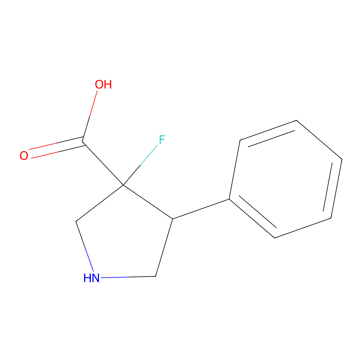 3-Fluoro-4-phenylpyrrolidine-3-carboxylic acid molecular structure, CAS 1804129-17-6