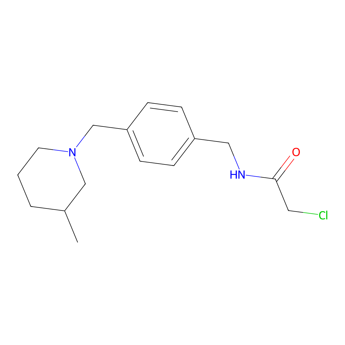2-Chloro-N-({4-[(3-methylpiperidin-1-yl)methyl]phenyl}methyl)acetamide molecular structure, CAS 1804129-22-3
