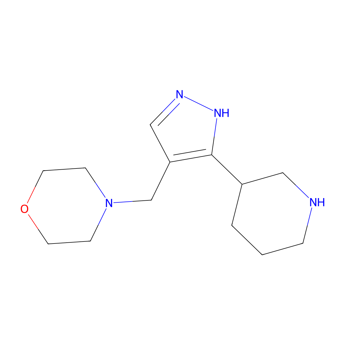 4-{[5-(piperidin-3-yl)-1H-pyrazol-4-yl]methyl}morpholine molecular structure, CAS 1804129-28-9