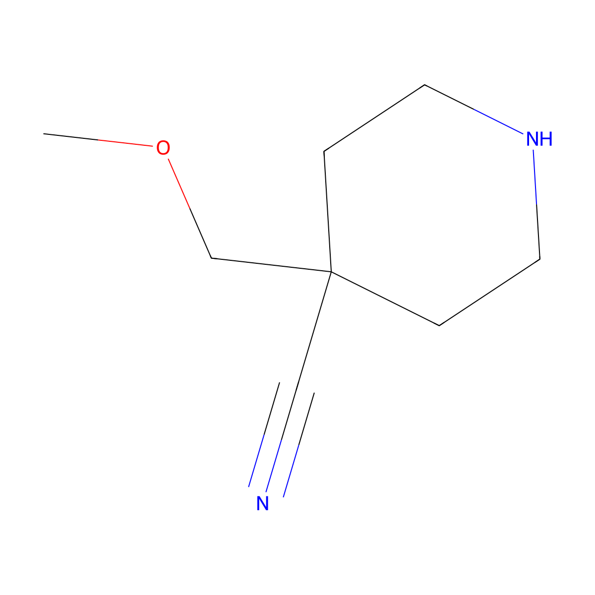 4-(Methoxymethyl)piperidine-4-carbonitrile molecular structure, CAS 1804129-29-0