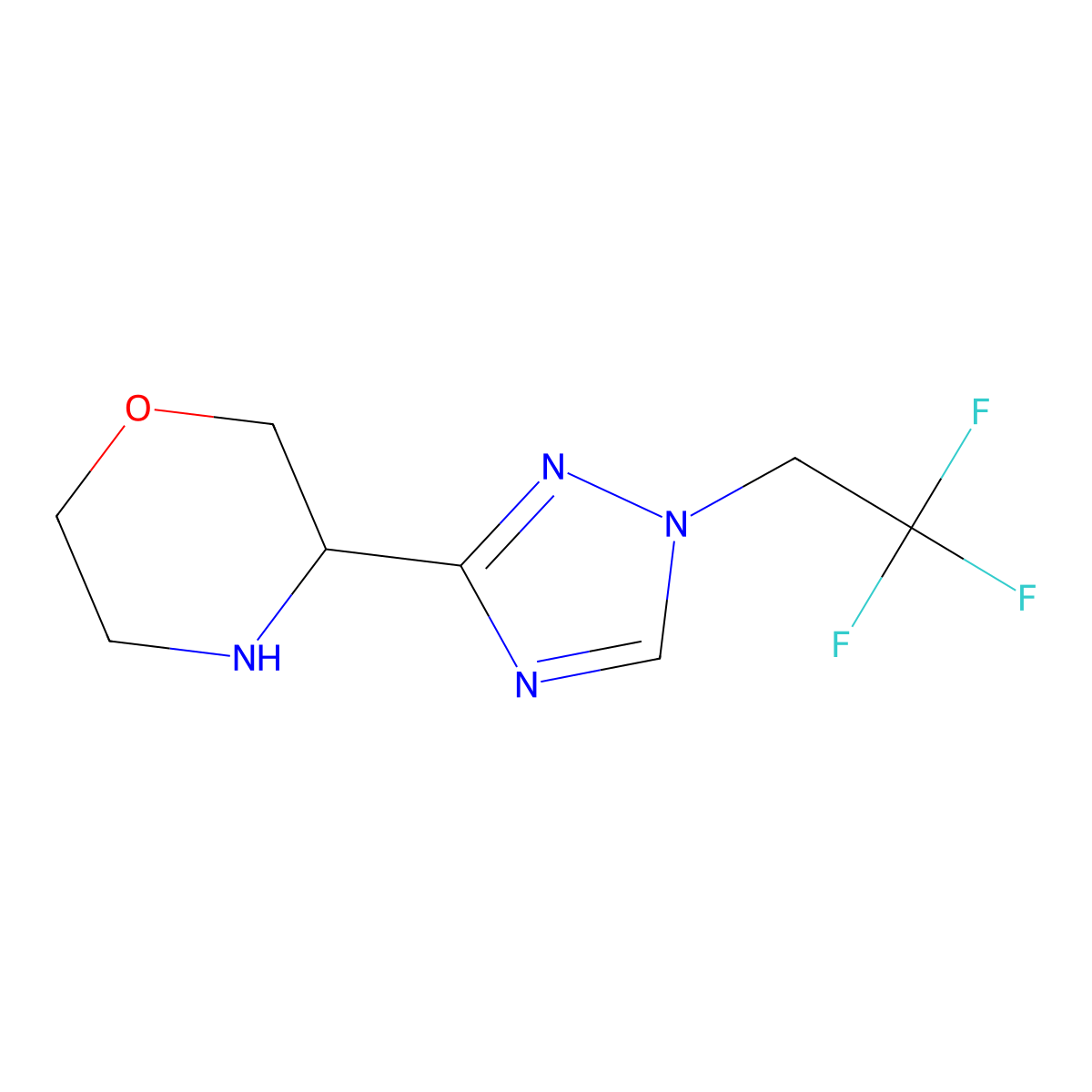 3-[1-(2,2,2-Trifluoroethyl)-1H-1,2,4-triazol-3-yl]morpholine molecular structure, CAS 1804129-30-3