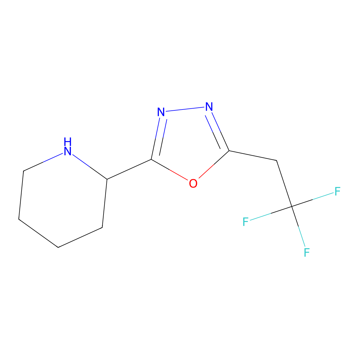 2-[5-(2,2,2-Trifluoroethyl)-1,3,4-oxadiazol-2-yl]piperidine molecular structure, CAS 1804129-33-6