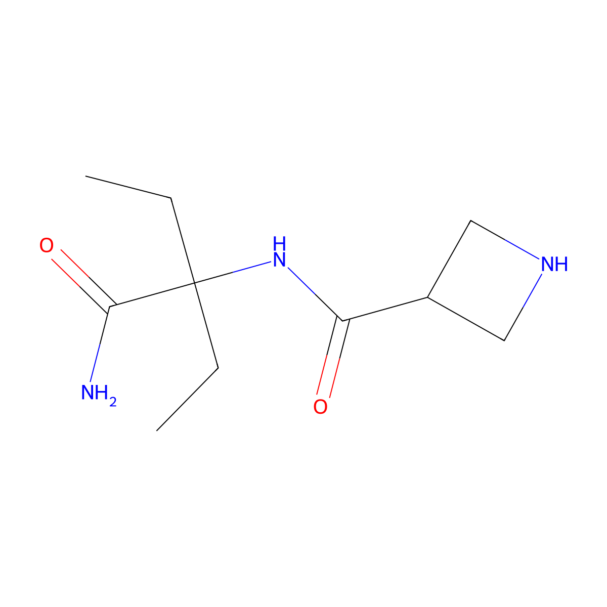 2-[(Azetidin-3-yl)formamido]-2-ethylbutanamide molecular structure, CAS 1804129-34-7